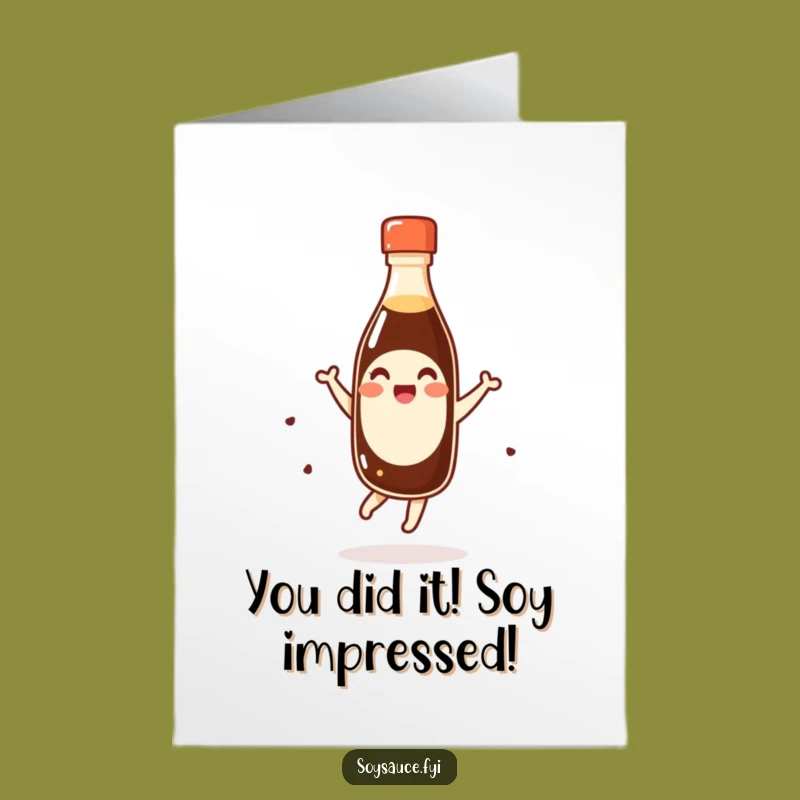 Free Printable Kawaii Soy Sauce Congrats Card: Funny Pirouette Downloadable Surprise