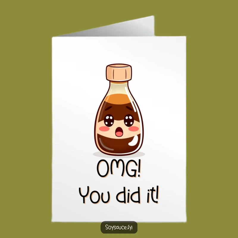 Free Printable Congrats Card: Surprised Soy Sauce Bottle for Unexpected Success
