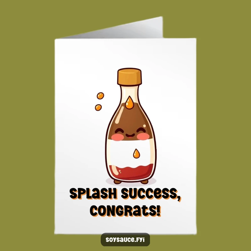Free Printable Kawaii Soy Sauce Congrats Card: Splashy Success Wishes