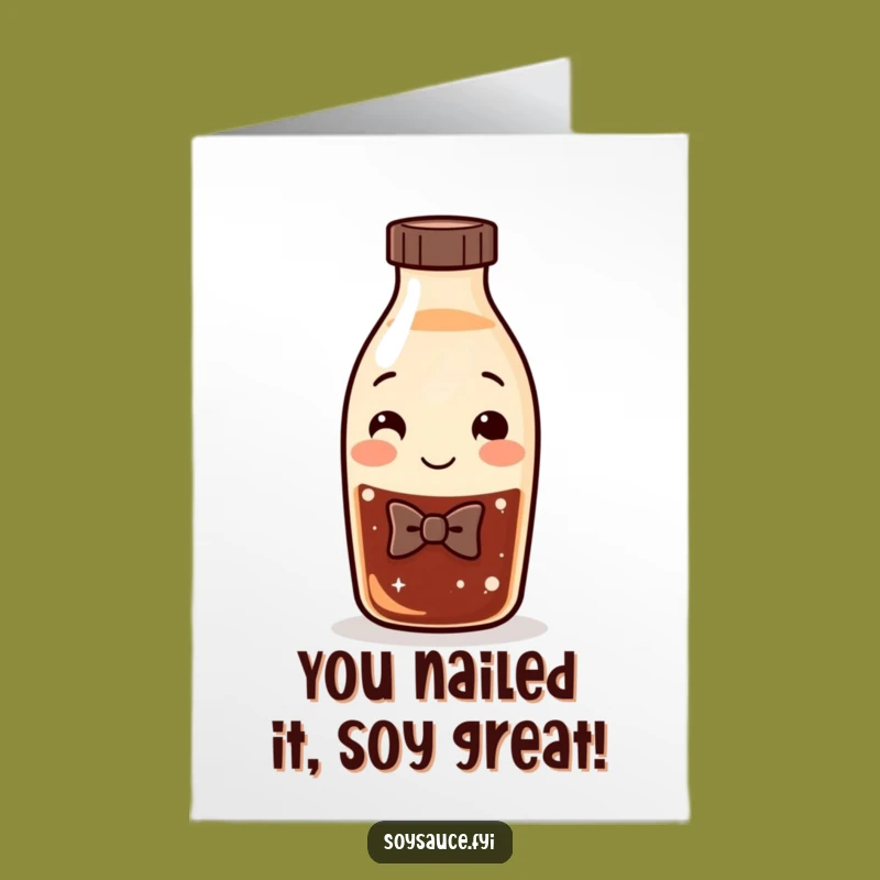 Free Printable Congrats Card: Dapper Soy Sauce Bottle - Humorous Downloadable