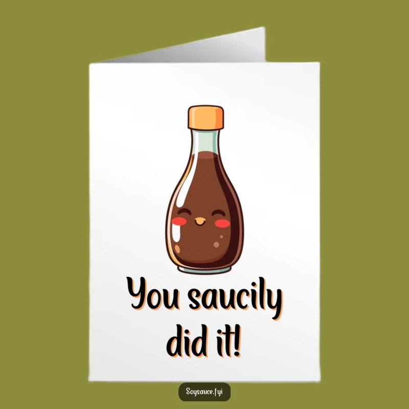Free Printable Congrats Card: Grinning Soy Sauce Bottle, Downloadable Celebration