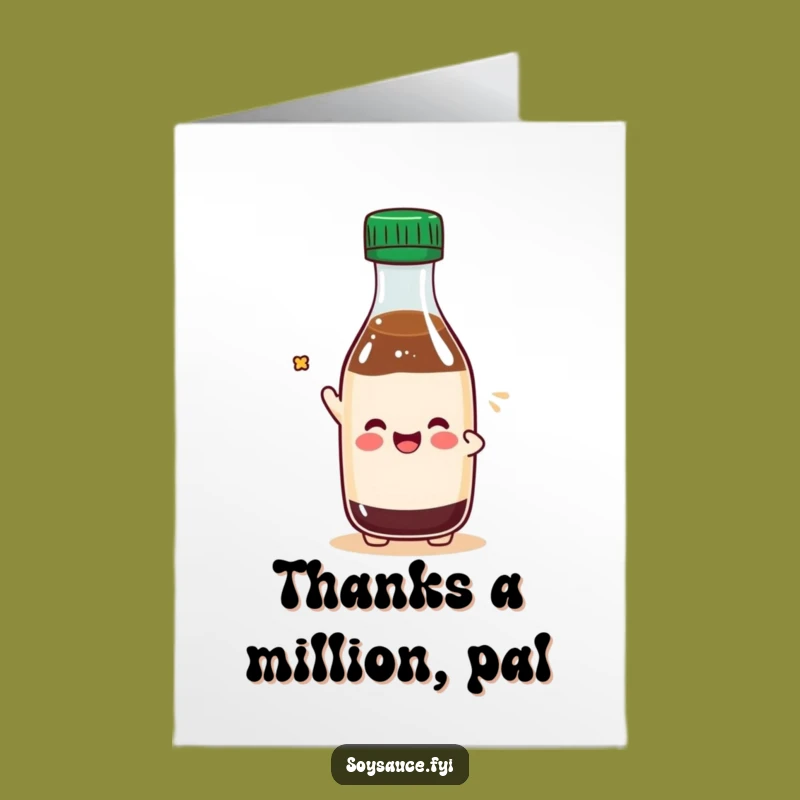 Free Printable Kawaii Soy Sauce Thank You Card - Polite Downloadable Gift for Gratitude
