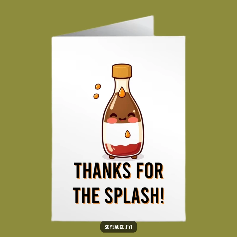 Free Printable Kawaii Soy Sauce Thank You Card: Splashy Gratitude