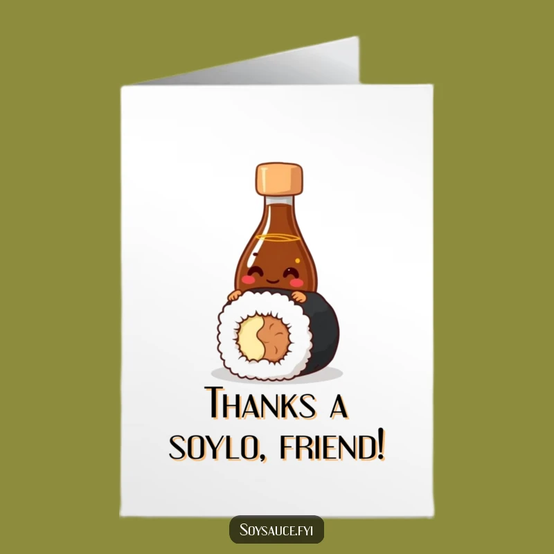 Free Printable Thank You Card: Giggling Soy Sauce & Sushi, Quirky Downloadable Gift
