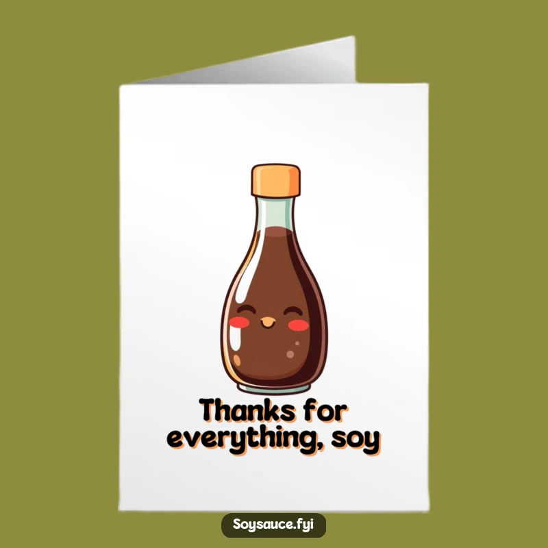 Free Printable Thank You Card: Grinning Soy Sauce Bottle, Downloadable Gift