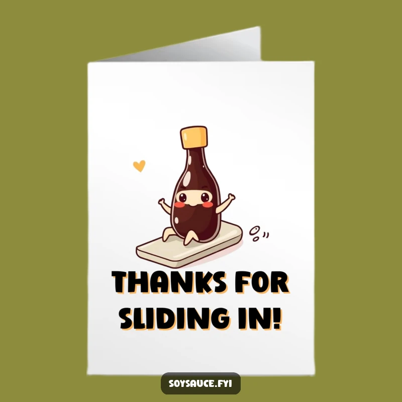 Free Printable Thank You Card: Kawaii Soy Sauce Slide - Funny Downloadable Gift