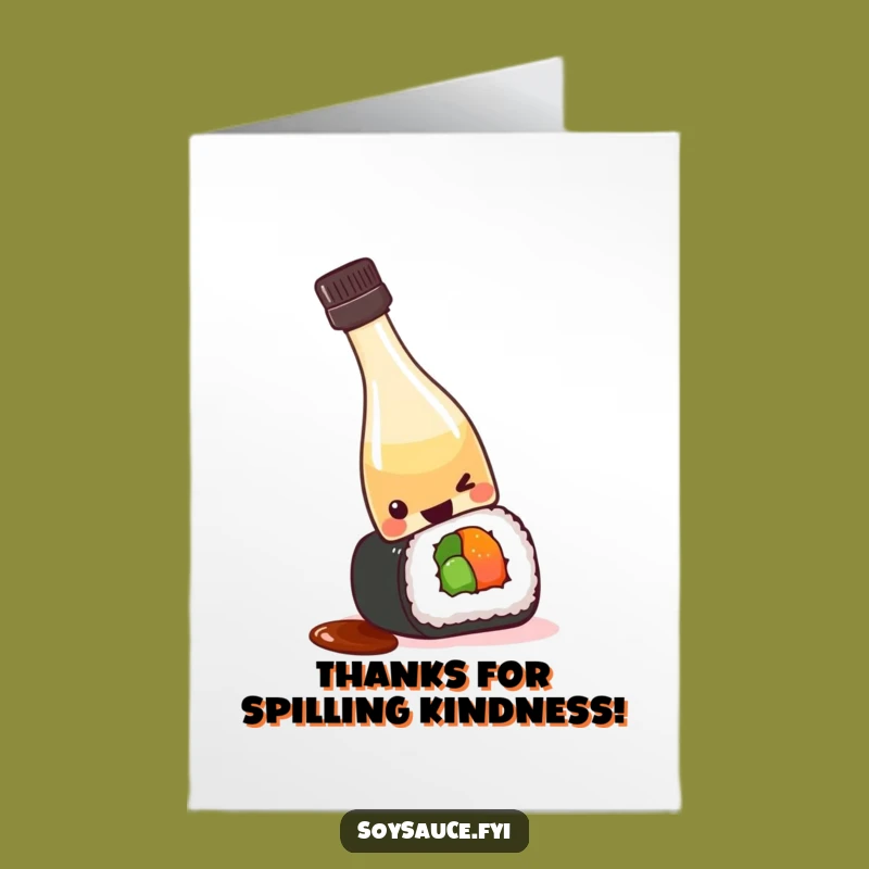 Free Printable Thank You Card: Kawaii Soy Sauce Spill - Funny Downloadable Gift