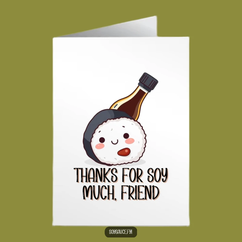 Free Printable Thank You Card: Whimsical Soy Sauce Sushi Expressing Gratitude