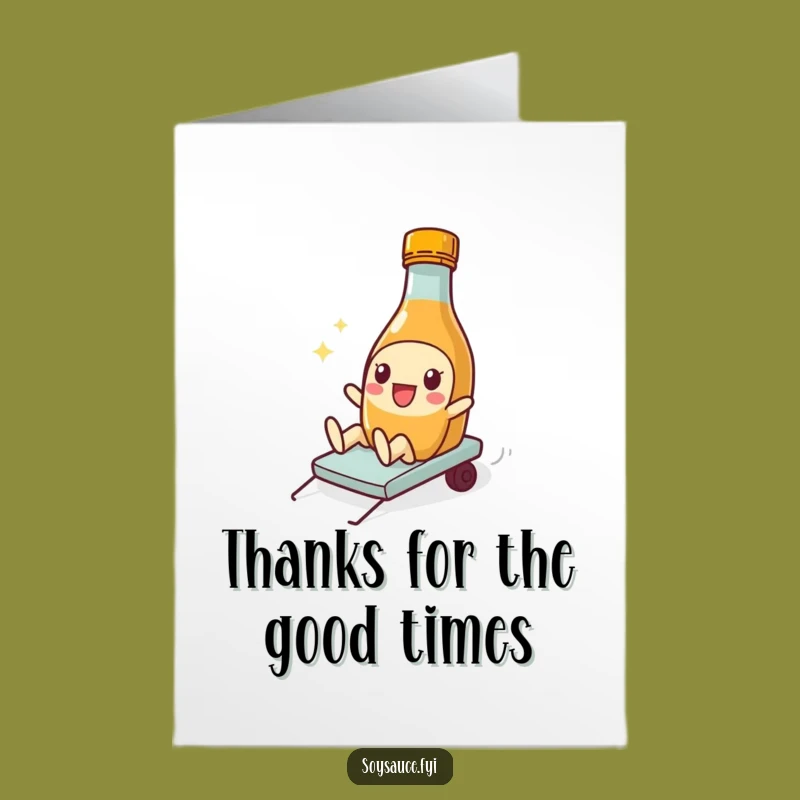 Free Printable Thank You Card: Sliding Soy Sauce, Playful Thanks, Downloadable Message