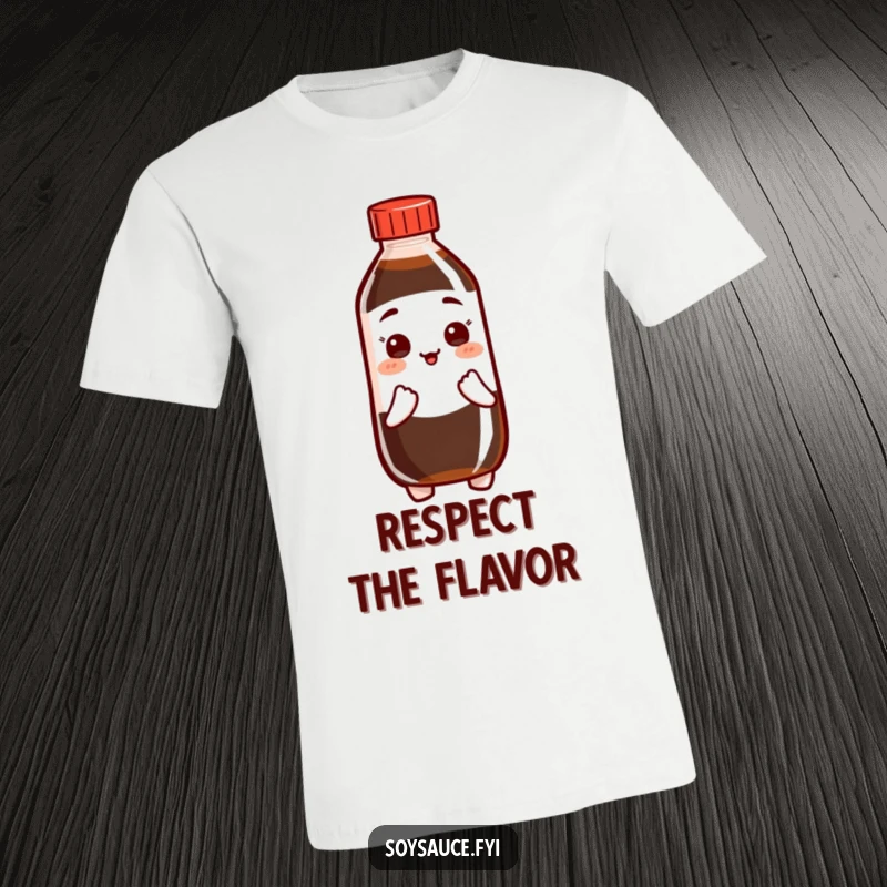 Funny Soy Sauce T-Shirt showcasing a bottle character in a respectful bow, radiating good manners.