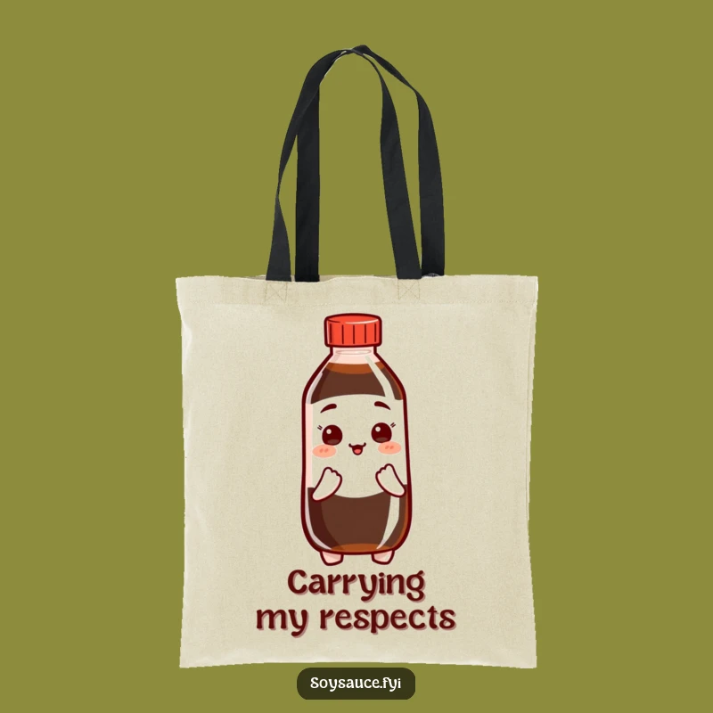 Funny Polite Soy Sauce Tote Bag: Bowing Bottle, Practical Humorous Gift Accessory