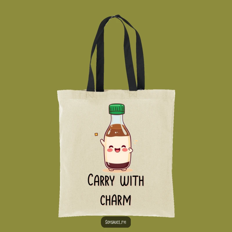 Funny Kawaii Soy Sauce Cap Tip Tote Bag: Carry Greetings with Style