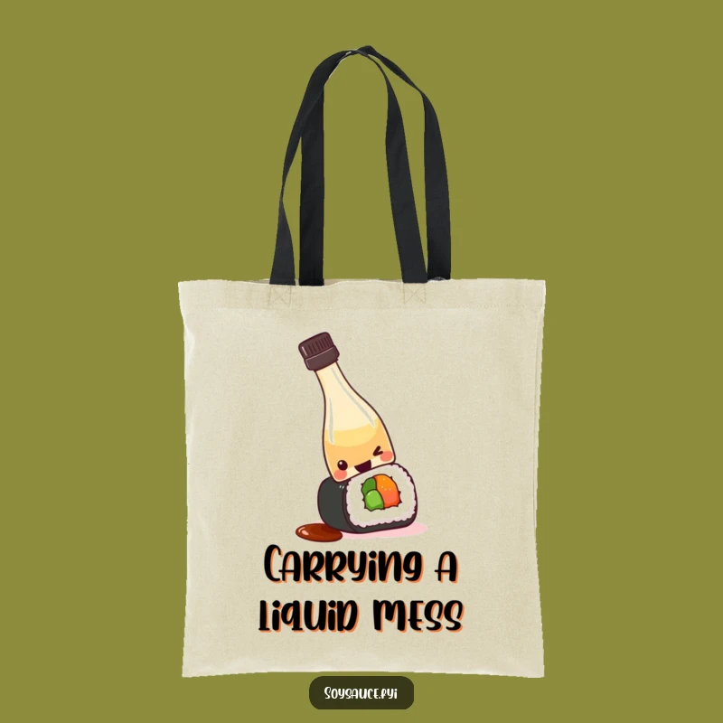 Funny Kawaii Soy Sauce Tote Bag - Carry Your Sushi Humor!
