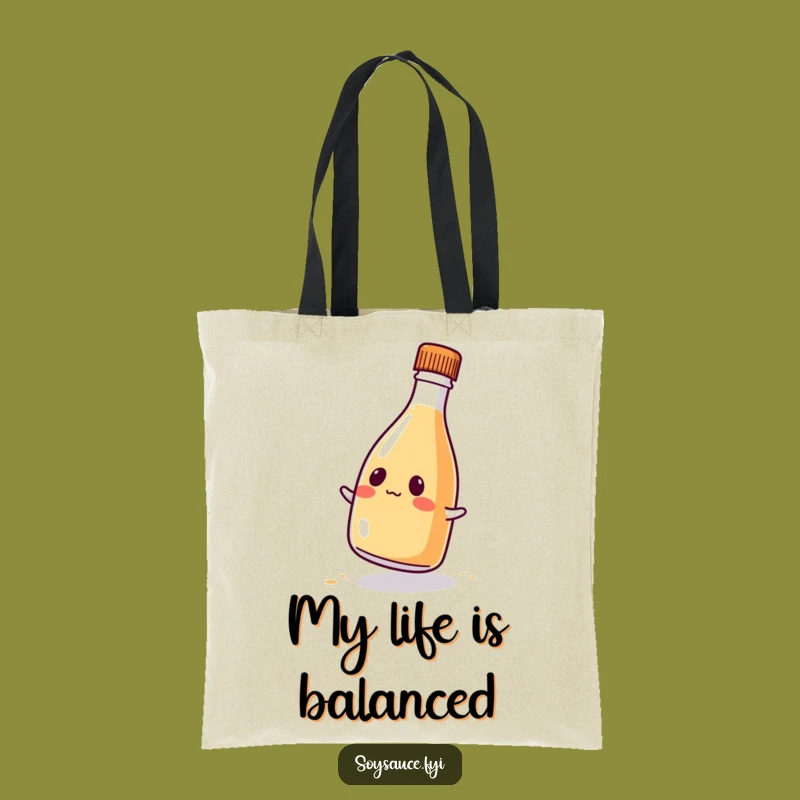 Funny Kawaii Soy Sauce Tote Bag: Comical Wobble for Your Shopping Fun