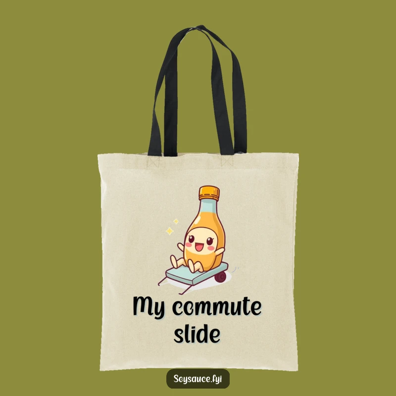 Funny Sliding Soy Sauce Tote Bag: Playful Bottle Design, Practical Humorous Gift