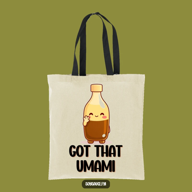 Funny Soy Sauce Nod Tote Bag: Cheerful Bottle Character, Great Funny Gift