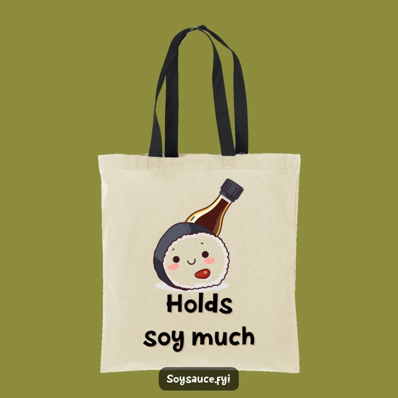 Funny Sushi Tote Bag: Playful Soy Sauce Bottle Grocery Hauler for Foodies