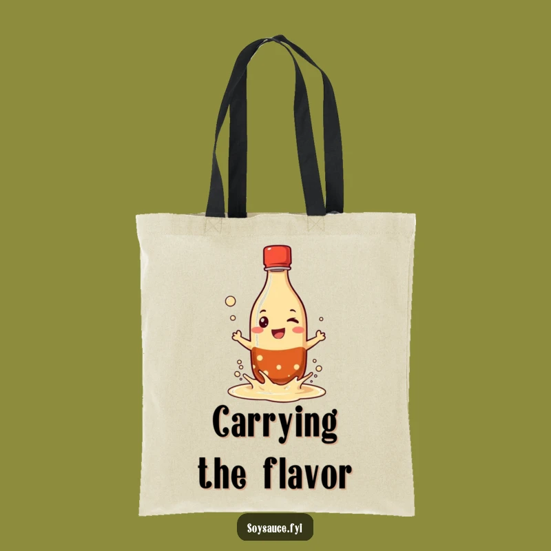 Funny Tote Bag: Soy Sauce Bottle Splash - Grinning Character - Carry-All Gift!