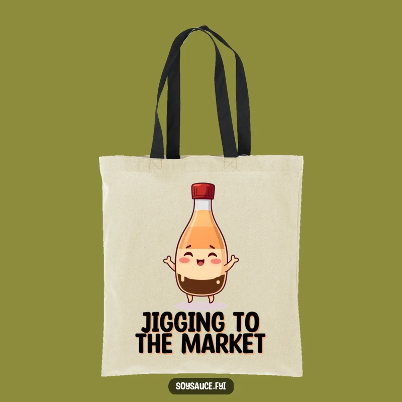 Funny Kawaii Soy Sauce Tote Bag: Winking Bottle Jigging - Your Dance Partner