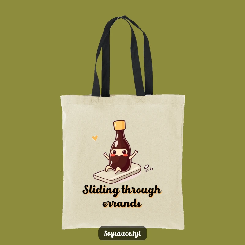 Funny Kawaii Soy Sauce Slide Tote Bag - Carry Your Sass in Style!